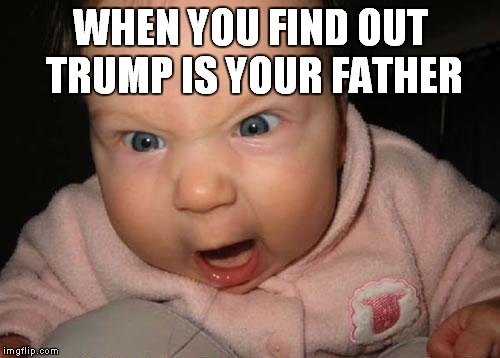 Evil Baby Meme | WHEN YOU FIND OUT TRUMP IS YOUR FATHER | image tagged in memes,evil baby | made w/ Imgflip meme maker