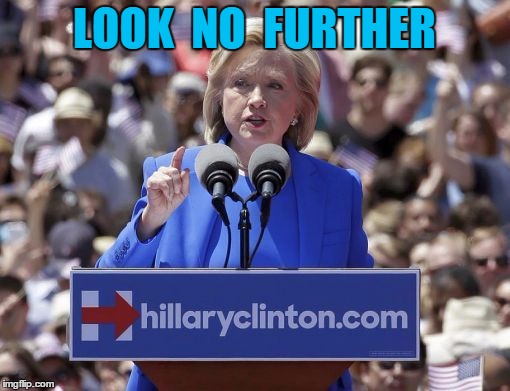 Hillary | LOOK  NO  FURTHER | image tagged in hillary | made w/ Imgflip meme maker