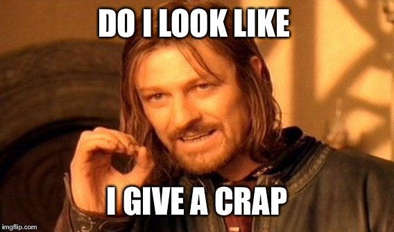 One Does Not Simply Meme | DO I LOOK LIKE I GIVE A CRAP | image tagged in memes,one does not simply | made w/ Imgflip meme maker