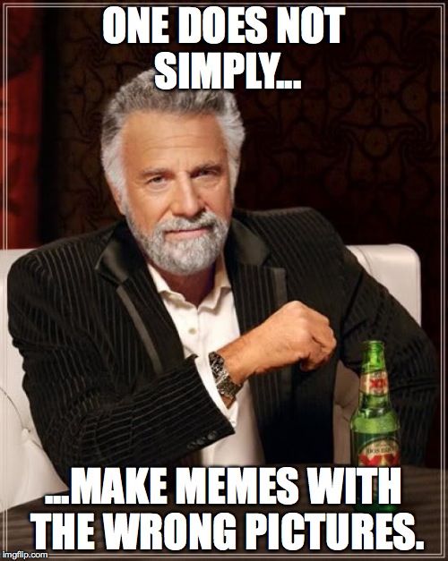 The Most Interesting Man In The World Meme | ONE DOES NOT SIMPLY... ...MAKE MEMES WITH THE WRONG PICTURES. | image tagged in memes,the most interesting man in the world | made w/ Imgflip meme maker