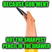 BECAUSE GUB'MENT NOT THE SHARPEST PENCIL IN THE DRAWER | made w/ Imgflip meme maker