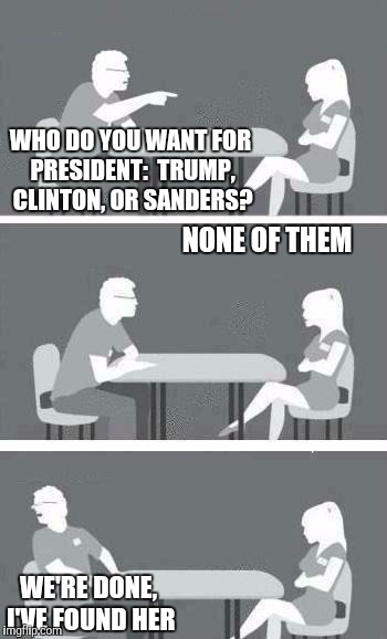 Speed Dating | WHO DO YOU WANT FOR PRESIDENT:  TRUMP, CLINTON, OR SANDERS? NONE OF THEM; WE'RE DONE, I'VE FOUND HER | image tagged in speed dating | made w/ Imgflip meme maker