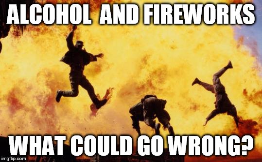 Explosions  | ALCOHOL  AND FIREWORKS; WHAT COULD GO WRONG? | image tagged in explosions | made w/ Imgflip meme maker