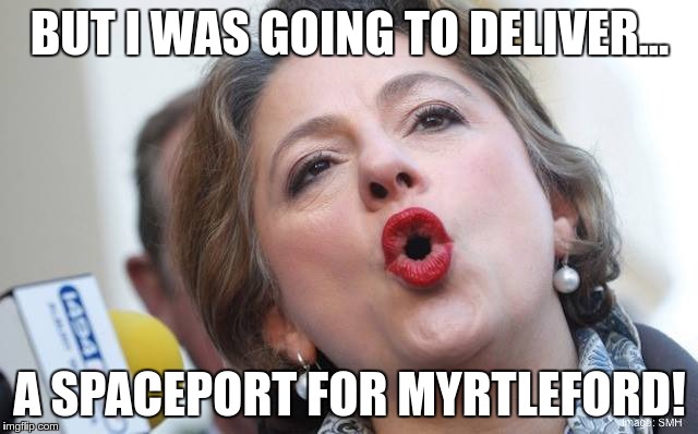 BUT I WAS GOING TO DELIVER... A SPACEPORT FOR MYRTLEFORD! | image tagged in sophie mirabella | made w/ Imgflip meme maker