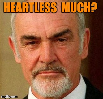 HEARTLESS  MUCH? | image tagged in connery | made w/ Imgflip meme maker