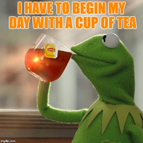 But That's None Of My Business Meme | I HAVE TO BEGIN MY DAY WITH A CUP OF TEA | image tagged in memes,but thats none of my business,kermit the frog | made w/ Imgflip meme maker