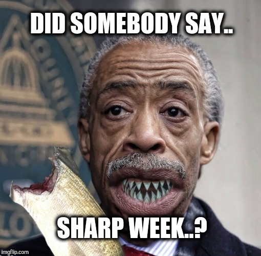 Time to Sharpen up these memes. | DID SOMEBODY SAY.. SHARP WEEK..? | image tagged in shark week,shark,al sharpton | made w/ Imgflip meme maker