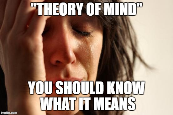 First World Problems | "THEORY OF MIND"; YOU SHOULD KNOW WHAT IT MEANS | image tagged in memes,first world problems | made w/ Imgflip meme maker