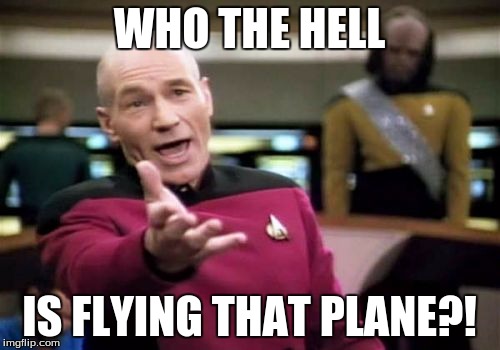 Picard Wtf Meme | WHO THE HELL; IS FLYING THAT PLANE?! | image tagged in memes,picard wtf | made w/ Imgflip meme maker
