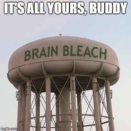 IT'S ALL YOURS, BUDDY | image tagged in brain bleach tower | made w/ Imgflip meme maker