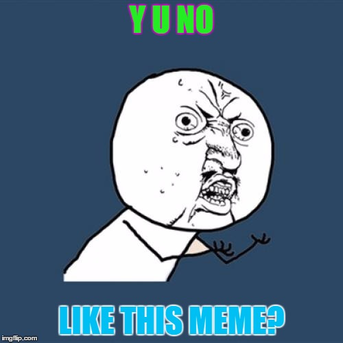 Y U No | Y U NO; LIKE THIS MEME? | image tagged in memes,y u no | made w/ Imgflip meme maker