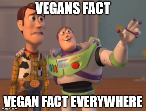 X, X Everywhere Meme | VEGANS FACT VEGAN FACT EVERYWHERE | image tagged in memes,x x everywhere | made w/ Imgflip meme maker