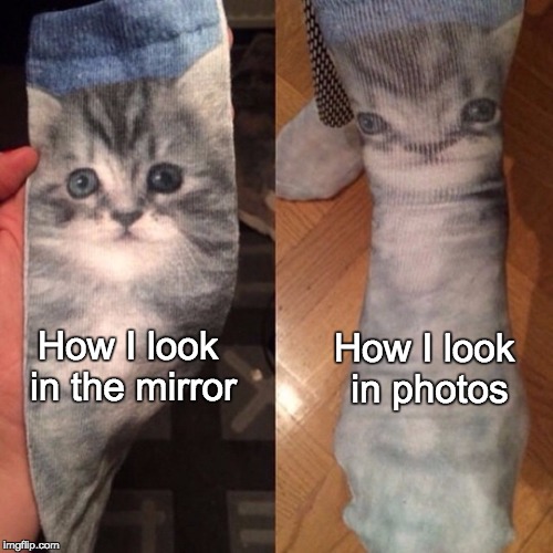 how i look in photos | How I look in photos; How I look in
the mirror | image tagged in expectation vs reality,selfie,mirror | made w/ Imgflip meme maker