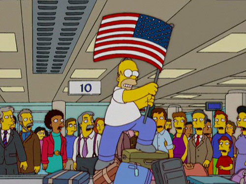 High Quality Homer Simpson USA Flag Blank Meme Template