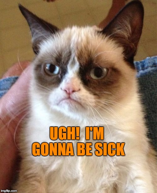Grumpy Cat Meme | UGH!  I'M GONNA BE SICK | image tagged in memes,grumpy cat | made w/ Imgflip meme maker