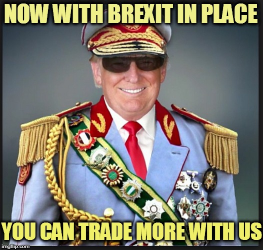 Trump | NOW WITH BREXIT IN PLACE; YOU CAN TRADE MORE WITH US | image tagged in trump | made w/ Imgflip meme maker
