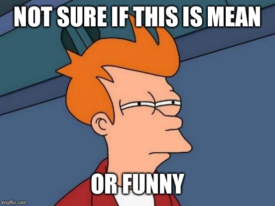 Futurama Fry Meme | NOT SURE IF THIS IS MEAN OR FUNNY | image tagged in memes,futurama fry | made w/ Imgflip meme maker