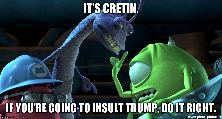 IT'S CRETIN. IF YOU'RE GOING TO INSULT TRUMP, DO IT RIGHT. | image tagged in it's cretin | made w/ Imgflip meme maker