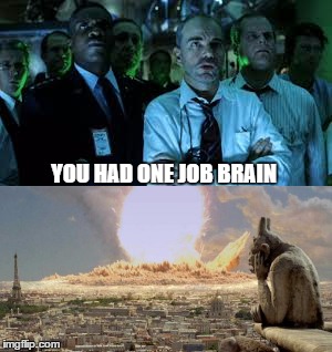 YOU HAD ONE JOB BRAIN | image tagged in memes,bad luck brian,armageddon,you had one job | made w/ Imgflip meme maker