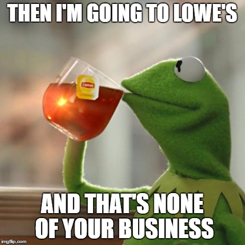But That's None Of My Business Meme | THEN I'M GOING TO LOWE'S AND THAT'S NONE OF YOUR BUSINESS | image tagged in memes,but thats none of my business,kermit the frog | made w/ Imgflip meme maker