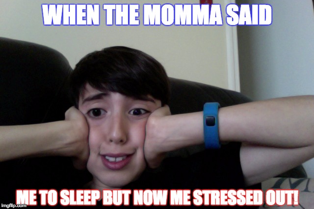 Stressed out | WHEN THE MOMMA SAID; ME TO SLEEP BUT NOW ME STRESSED OUT! | image tagged in stress,memes,funny | made w/ Imgflip meme maker