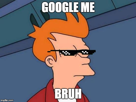 Futurama Fry | GOOGLE ME; BRUH | image tagged in memes,futurama fry | made w/ Imgflip meme maker