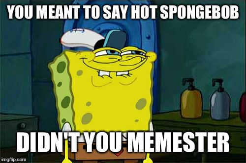 Don't You Squidward Meme | YOU MEANT TO SAY HOT SPONGEBOB DIDN'T YOU MEMESTER | image tagged in memes,dont you squidward | made w/ Imgflip meme maker