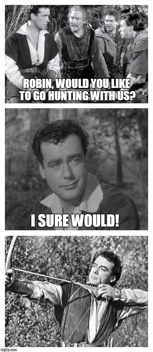Richard Greene | ROBIN, WOULD YOU LIKE TO GO HUNTING WITH US? I SURE WOULD! | image tagged in memes,richard greene | made w/ Imgflip meme maker
