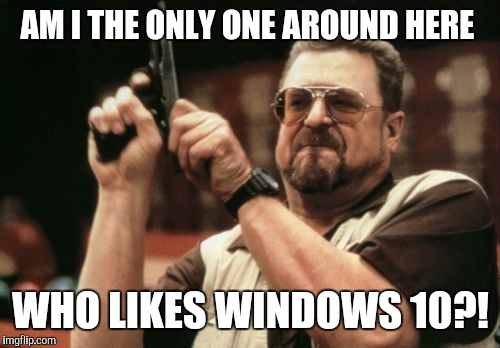 Am I The Only One Around Here Meme | AM I THE ONLY ONE AROUND HERE; WHO LIKES WINDOWS 10?! | image tagged in memes,am i the only one around here | made w/ Imgflip meme maker