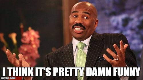 Steve Harvey Meme | I THINK IT'S PRETTY DAMN FUNNY | image tagged in memes,steve harvey | made w/ Imgflip meme maker