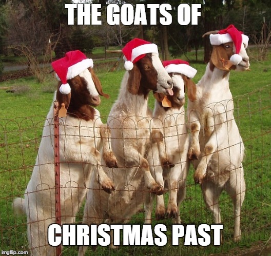 Goats of Christmas Past | THE GOATS OF; CHRISTMAS PAST | image tagged in goats of christmas past | made w/ Imgflip meme maker