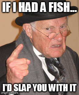 Back In My Day | IF I HAD A FISH... I'D SLAP YOU WITH IT | image tagged in memes,back in my day | made w/ Imgflip meme maker