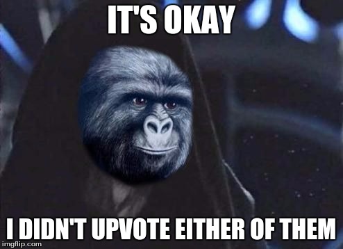 Emperor Rustling | IT'S OKAY I DIDN'T UPVOTE EITHER OF THEM | image tagged in emperor rustling | made w/ Imgflip meme maker