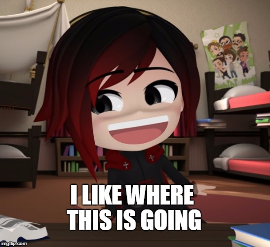 I like where this is going | I LIKE WHERE THIS IS GOING | image tagged in rwby,rooster teeth,rwby chibi | made w/ Imgflip meme maker
