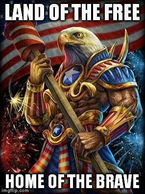 Muh Eagle | LAND OF THE FREE; HOME OF THE BRAVE | image tagged in muh eagle | made w/ Imgflip meme maker