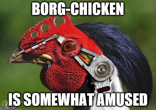 BORG-CHICKEN IS SOMEWHAT AMUSED | made w/ Imgflip meme maker