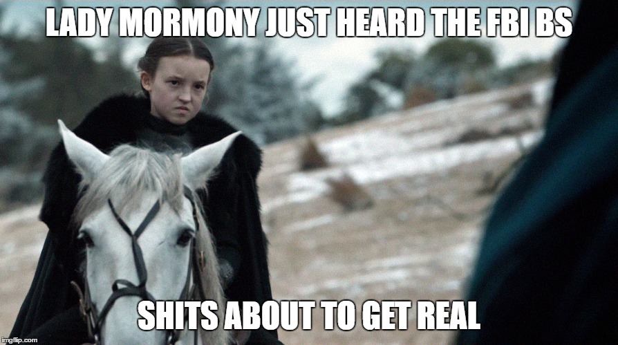 Lady mormont clinton | LADY MORMONY JUST HEARD THE FBI BS; SHITS ABOUT TO GET REAL | image tagged in clinton,got,game of thrones,fbi,corruption | made w/ Imgflip meme maker