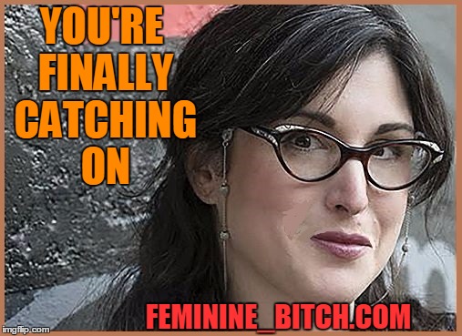 feminist Zeisler | YOU'RE FINALLY CATCHING ON FEMININE_B**CH.COM | image tagged in feminist zeisler | made w/ Imgflip meme maker