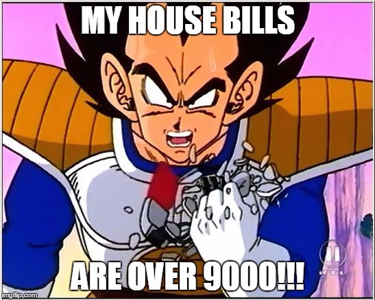Vegeta over 9000 | MY HOUSE BILLS; ARE OVER 9000!!! | image tagged in vegeta over 9000 | made w/ Imgflip meme maker