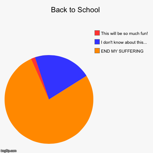 Back to school... | image tagged in funny,pie charts,school | made w/ Imgflip chart maker