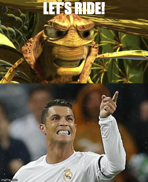 Hopper and Molt | LET'S RIDE! | image tagged in cristiano ronaldo,pixar,disney,movies,grasshopper,football | made w/ Imgflip meme maker