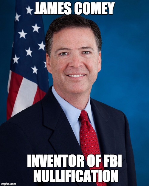 FBI Nullification | JAMES COMEY; INVENTOR OF FBI NULLIFICATION | image tagged in james comey,fbi,hillary clinton,emails | made w/ Imgflip meme maker