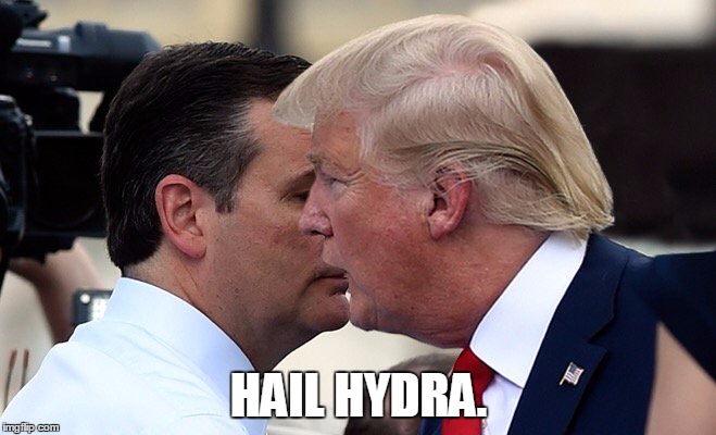 Hydra Trump | HAIL HYDRA. | image tagged in trump,hail hydra | made w/ Imgflip meme maker