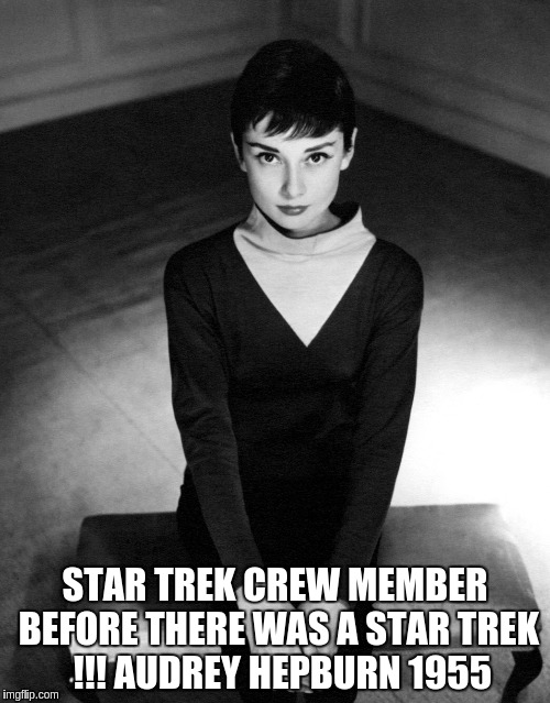 GONE but not forgotten,  | STAR TREK CREW MEMBER BEFORE THERE WAS A STAR TREK  !!! AUDREY HEPBURN 1955 | image tagged in celebrity | made w/ Imgflip meme maker