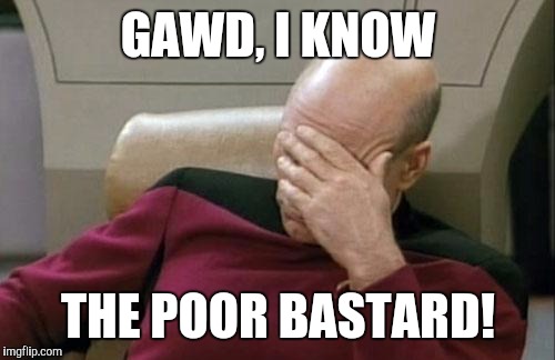 Captain Picard Facepalm Meme | GAWD, I KNOW THE POOR BASTARD! | image tagged in memes,captain picard facepalm | made w/ Imgflip meme maker