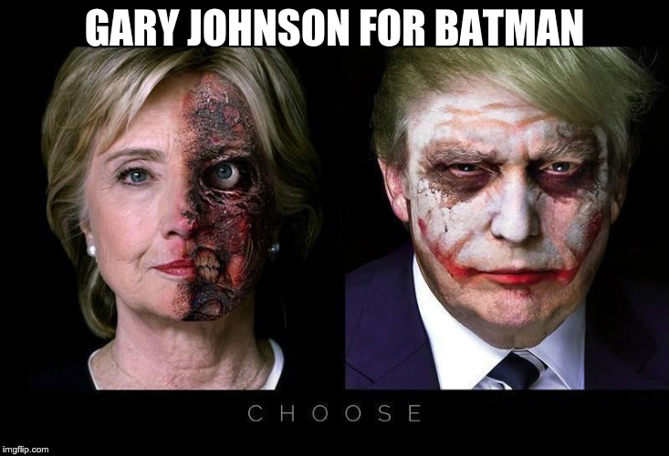 GARY JOHNSON FOR BATMAN | image tagged in election 2016 | made w/ Imgflip meme maker
