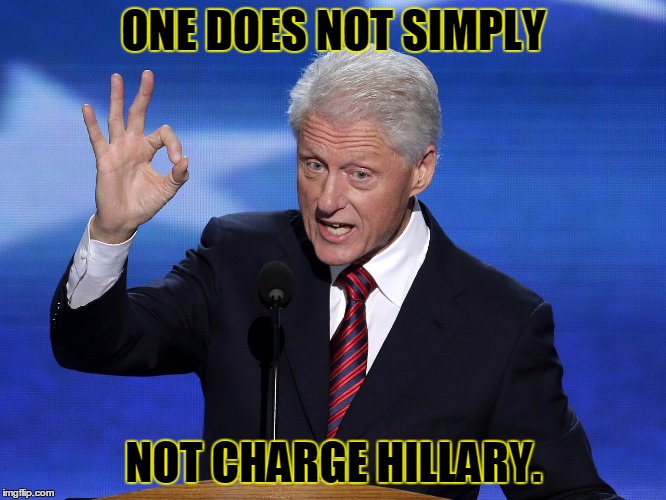 One Does Not Simply Bill Clinton |  ONE DOES NOT SIMPLY; NOT CHARGE HILLARY. | image tagged in one does not simply bill clinton,memes,one does not simply,hillary clinton,bill clinton,hillary emails | made w/ Imgflip meme maker