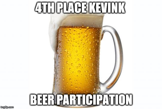 4TH PLACE KEVINK; BEER PARTICIPATION | made w/ Imgflip meme maker