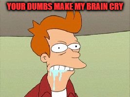 YOUR DUMBS MAKE MY BRAIN CRY | image tagged in brain cry | made w/ Imgflip meme maker