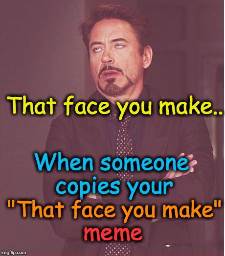cyclic redundancy | That face you make.. When someone copies your; "That face you make"; meme | image tagged in memes,face you make robert downey jr | made w/ Imgflip meme maker